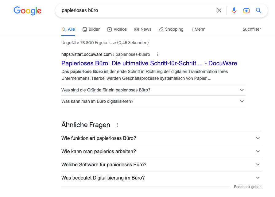 W- Fragen in den SERPs